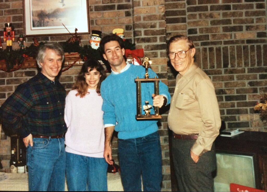 family with trophy