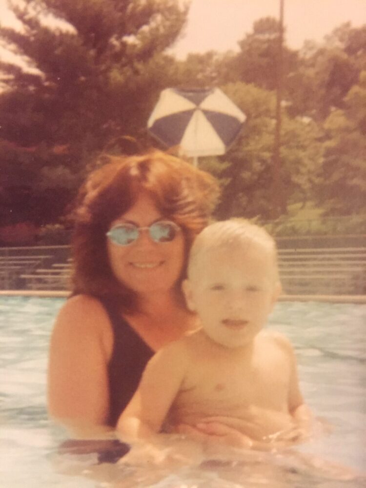 mom and baby in pool