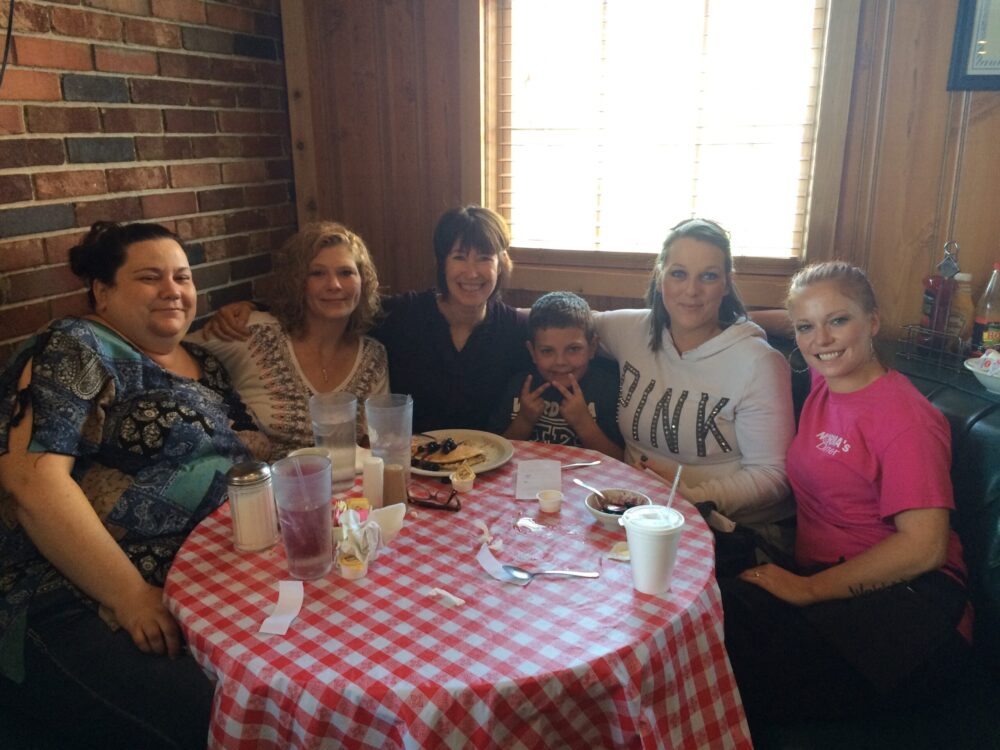 Part of our group out for lunch girls at lunch